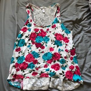 Floral lace tank